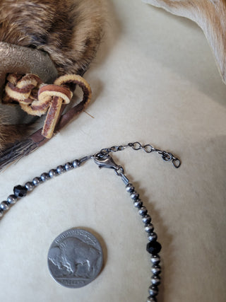 4mm Pearl Anklet - Onyx