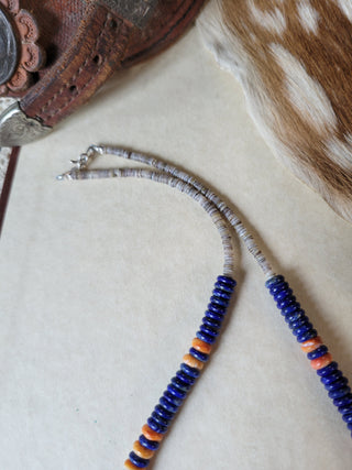 The Haven Necklace - Lapis x Orange Spiny