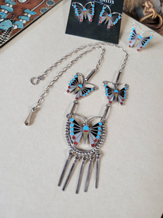 The Huxley Inlay Butterfly Necklace Set - 3pc