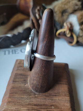 The Canyon Moon Ring - Sz 8.5 - White Water Turquoise