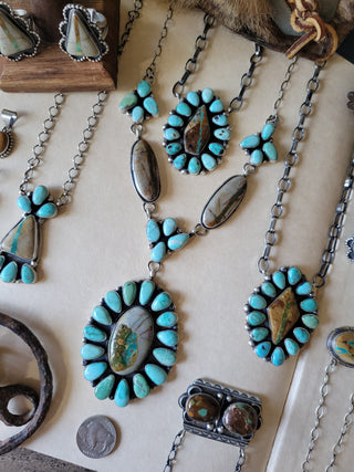 The Dominic Cluster Lariat Set - Royston Ribbon & Carico Lake