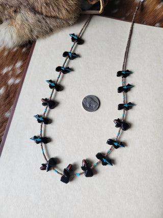 The Baily Bear Fetish Necklace - Onyx - Vintage