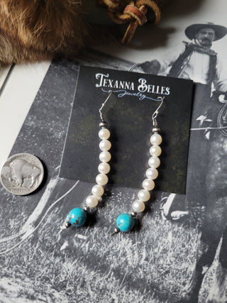 The Ramona Earrings - Turquoise & Pearls