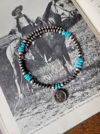 The Mercury Dime & Pearl Memory Wire Choker - Kingman