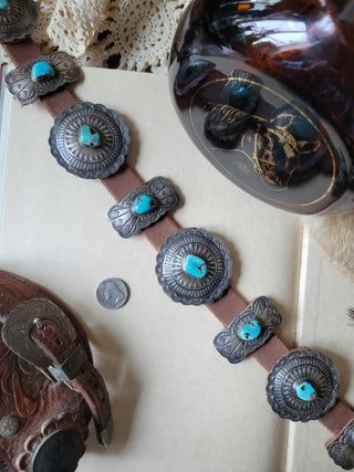 Dan Morgan Concho Belt - Kingman Turquoise