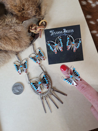 The Huxley Inlay Butterfly Necklace Set - 3pc