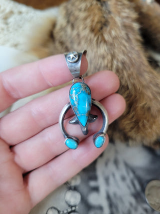 The Crosby Naja Pendant - Chimney Butte - Morenci Turquoise