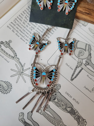 The Huxley Inlay Butterfly Necklace Set - 3pc