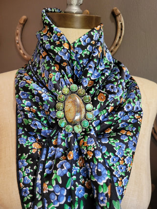 Blue Floral - 36" Silk Wild Rag