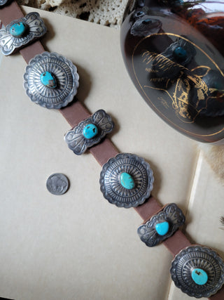 Dan Morgan Concho Belt - Kingman Turquoise