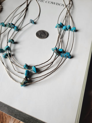 The Sandy Liquid Silver Necklace - 5 Strand - Vintage