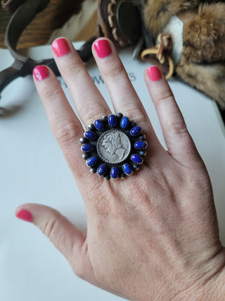 Lapis Dime Cluster Ring - Sz 6.5