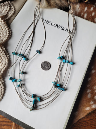 The Sandy Liquid Silver Necklace - 5 Strand - Vintage