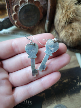 The Fletcher Heart Key Earrings  - Orange Spiny