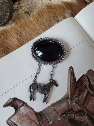The Ellis Horse Brooch - Onyx