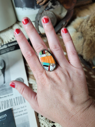 The Big Horn Inlay Ring - Sz 9.5
