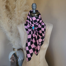 Load image into Gallery viewer, 36&quot; - Pink/Black Checkered Silk Wild Rag