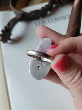 The Canyon Moon Ring - Sz 8.5 - White Water Turquoise