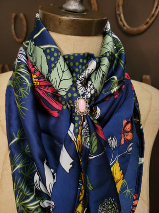 Navy Wildflowers - 36" Silk Wild Rag