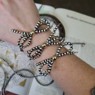 Silver & Gold.. Pearl Bow Bracelet