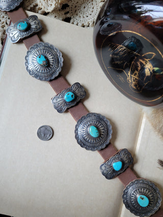 Dan Morgan Concho Belt - Kingman Turquoise