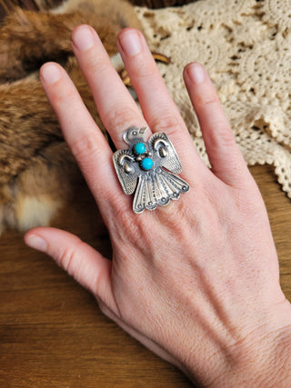 The Yazzie Thunderbird Ring - Kingman - Sz 7