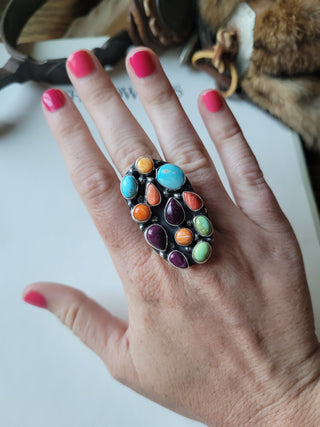 The Coat of Many Colors Cluster Ring - Adjustable - Sonoran & Spiny