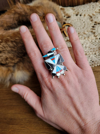 The Todd Thunderbird Inlay Ring - Sz 8.5