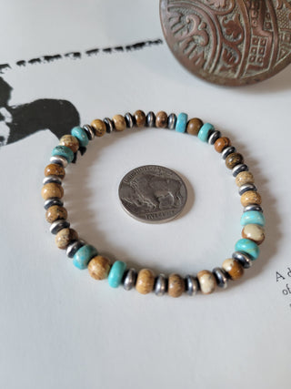 The Odessa Stretch Bracelet - Turquoise & Jasper