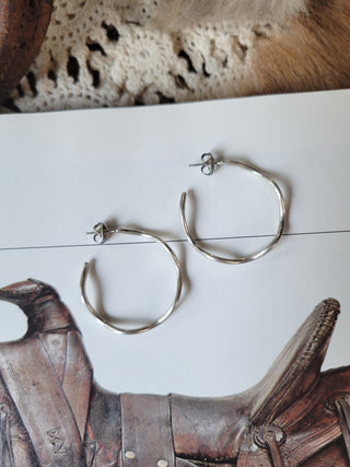 Sterling Silver Wavy Hoops