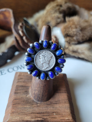 Lapis Dime Cluster Ring - Sz 6.5