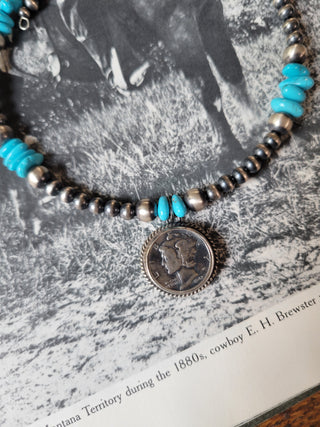 The Mercury Dime & Pearl Memory Wire Choker - Kingman