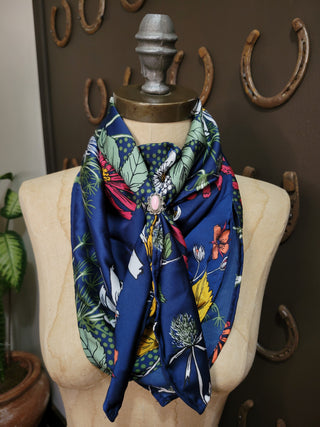 Navy Wildflowers - 36" Silk Wild Rag