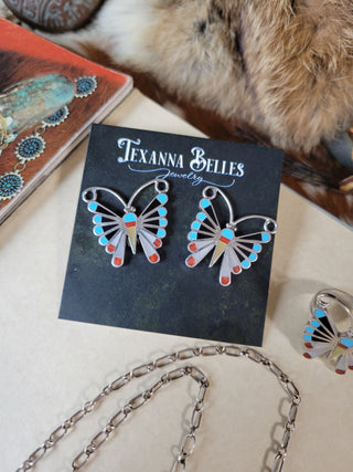 The Huxley Inlay Butterfly Necklace Set - 3pc