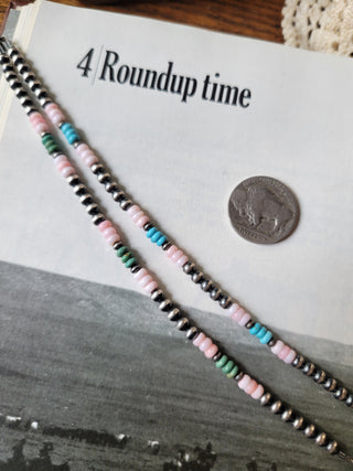 The Cottonwood 4mm Pearl Bracelet - Pink Conch & Kingman